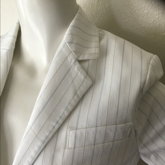 BODY BY VICTORIA " The Christie Fit"  WOMEN’S 2 PC WHITE PINSTRIPE  POWERSUIT - Picture 9 of 15